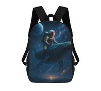 sinyumoney Astronaut Riding A Whale in Space Sac À Dos Scolaire Enfant Tendance Et Décontracté, Sac À Dos Imprimé En 3D Pour Garçon, Grand Sac À Dos 17inch