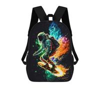 sinyumoney Astronaut Skateboarder in Space -1 Sac À Dos Scolaire Pour Enfants 17 Pouces, Sac À Dos Décontracté Pour Les Voyages, Grand Sac À Dos De Jour Pour Garçons Et Filles 17inch