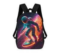 sinyumoney Astronaut Surfing Galaxy Sac À Dos Scolaire Pour Enfants, Sac À Dos De Voyage Décontracté, Grand Sac À Dos Pour Garçons Et Filles 17inch