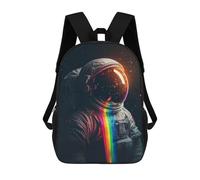 sinyumoney Astronaut with Rainbow Lights Sac À Dos Scolaire Pour Enfants, Imprimé En 3D, Pour Garçons, Élèves Du Primaire Et Du Collège 17inch