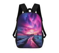 sinyumoney Aurora Borealis And Road Sac À Dos Scolaire Imprimé En 3D, Sac À Dos Décontracté Pour Enfants, Sac D'école Imprimé En 3D Pour Garçons, Primaire Et Collège 17inch