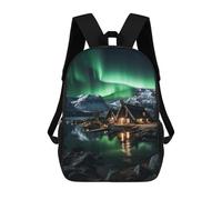 sinyumoney Aurora Borealis over Lake Sacs À Dos Pour Enfants, Cartables 3D Personnalisés Pour Garçons Et Filles, Grands Sacs À Dos Scolaires Décontractés 17inch