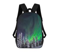 sinyumoney Aurora Borealis Over Snow-Covered Trees Sacs À Dos Décontractés Pour Enfants, Sacs D'école Pour Adolescents, Filles Et Garçons, Sacs À Dos Pour Livres 17inch