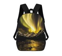 sinyumoney Aurora Borealis over Snowy Mountains Sacs À Dos Scolaires Pour Enfants, Sac D'école Imprimé En 3D Pour Garçons, Élèves Du Primaire Et Du Collège 17inch