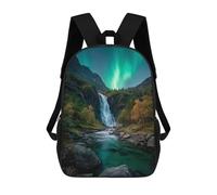 sinyumoney Aurora Borealis Waterfall Sacs À Dos Tendance Imprimés En 3D 17inch Sac D'école Décontracté Pour Enfants, Garçons, Élèves Du Primaire Et Du Collège