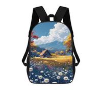 sinyumoney Autumn Cabin in Field 17inch Sacs À Dos Scolaires Imprimés En 3D - Sacs À Dos Tendance Pour Garçons Du Primaire Et Du Collège