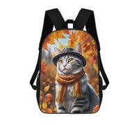 sinyumoney Autumn Cat in Hat Sac À Dos, Cartable Imprimé En 3D, Sac À Goûter, Sac À Dos De Voyage, Sac À Dos Entre Amis, Sac À Dos Scolaire Pour Filles Et Garçons 17inch
