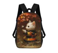 sinyumoney Autumn Cat with Butterfly 17inch Sac À Dos Scolaire Imprimé En 3D Pour Enfants, Style Décontracté Et Tendance, Idéal Pour Les Voyages Et Les Études.