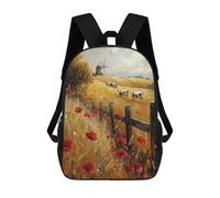 sinyumoney Autumn Field with Cows And Windmill 17inch Sacs À Dos Scolaires Imprimés En 3D - Sacs À Dos Tendance Pour Garçons Du Primaire Et Du Collège
