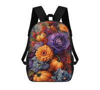 sinyumoney Autumn Floral Bouquet with Pumpkins Sac À Dos Imprimé En 3D, Sac D'école Décontracté Et Tendance Pour Enfants, Sac D'école Pour Garçons, Collégiens 17inch