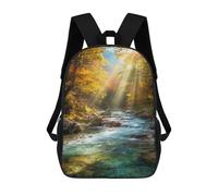 sinyumoney Autumn Forest Stream Scene Sacs À Dos Imprimés En 3D Pour Enfants 17inch Sacs À Dos Tendance Et Décontractés Pour La Journée, Sacs De Voyage, Sacs À Dos D'extérieur Pour Garçons Et Filles