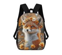 sinyumoney Autumn Fox with Floral Crown Sacs À Dos Tendance Imprimés En 3D 17inch Sac D'école Décontracté Pour Enfants, Garçons, Élèves Du Primaire Et Du Collège