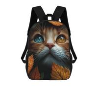 sinyumoney Autumn Leaves And Orange Tabby Cat Sac À Dos Scolaire Pour Enfants Imprimé En 3D, Idéal Pour Les Voyages Et Les Livres 17inch