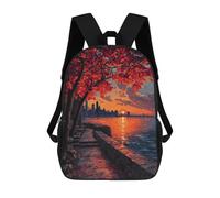sinyumoney Autumn Sunset Cityscape Sacs À Dos Scolaires Pour Garçons Et Filles, Sacs À Dos Décontractés Pour Le Sport, Sacs À Dos De Grande Capacité Pour L'école Primaire 17inch