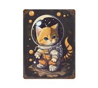 sinyumoney Aventure du Chat de l'Espace - Décoration Murale Imperméable en Fer - 3 cm pour Chambre, Salon, Garage, Jardin, Pub 40 x 30 cm