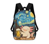 sinyumoney Axolotl Beer Starry Night Sacs À Dos Pour Enfants, Cartables, Sacs À Dos Scolaires Imprimés En 3D, Sacs À Dos De Voyage Tendance Pour Enfants (primaire, Collège) 17inch