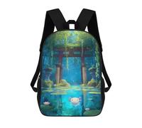 sinyumoney Axolotl in A Japanese Garden Pond Sac À Dos Enfant Tendance Et Amusant, Sac À Dos Pour Garçons Et Adolescents, Sac D'école Imprimé En 3D Pour Garçons 17inch