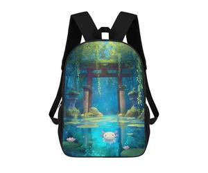 sinyumoney Axolotl in A Japanese Garden Pond Sac À Dos Enfant Tendance Et Amusant, Sac À Dos Pour Garçons Et Adolescents, Sac D'école Imprimé En 3D Pour Garçons 17inch