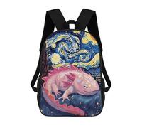 sinyumoney Axolotl in Starry Night Style Sac À Dos Scolaire Pour Enfants Imprimé En 3D, Idéal Pour Les Voyages Et Les Lectures, Pour Les Garçons Et Les Élèves Du Primaire 17inch