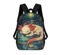 sinyumoney Axolotl Sleeping Starry Night Sac À Dos Scolaire Pour Filles Et Garçons, Grande Capacité, Léger, Pour Enfants Et Étudiants 17inch