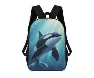 sinyumoney Baby Orca in Blue Water Sac À Dos Scolaire Imprimé En 3D Pour Enfants, Sac À Dos Garçon/fille, Sac De Voyage Pour Enfants 17inch