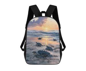 sinyumoney Baby Turtles Sunset Beach Sacs À Dos Scolaires Pour Garçons Et Filles, Sacs À Dos Décontractés Pour Le Sport, Sacs À Dos De Grande Capacité Pour L'école Primaire 17inch