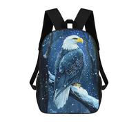 sinyumoney Bald Eagle in Winter Sac À Dos Scolaire Imprimé En 3D, Sac À Dos Décontracté Pour Enfants, Sac D'école Imprimé En 3D Pour Garçons, Primaire Et Collège 17inch