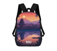 sinyumoney Bali, Indonesia Sunset Illustration Sac À Dos Enfant Fille 3D, Sac D'école, Sac À Dos Pour Tout-petits, Sac À Dos Décontracté, Sac À Livres Tendance 17inch