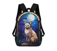 sinyumoney Balinese Cat Sac À Dos Scolaire Pour Enfants, Sac D'école Imprimé En 3D, Sac D'école Tendance Pour Garçons, Élèves Du Primaire Et Du Collège 17inch