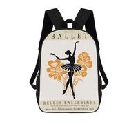 sinyumoney Ballet School Poster with Ballerina Silhouette Sacs À Dos Pour Enfants, Sac À Dos Scolaire Imprimé En 3D Pour Enfants, Sac À Dos De Voyage, Sac À Livres Pour Enfants 17inch Sac D'école