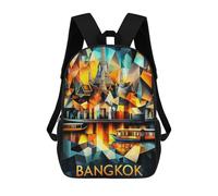 sinyumoney Bangkok Cubist Reflections - Modern Geometric Cityscape Sac À Dos Scolaire, Sac À Dos Pour Garçons Et Adolescents, Cadeau, Sac À Dos Imprimé En 3D, Sac À Dos Scolaire, Sac À Livres 17inch