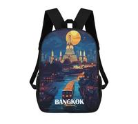 sinyumoney Bangkok Thailand Cityscape at Night Sac À Dos Enfant Tendance Et Amusant, Sac À Dos Pour Garçons Et Adolescents, Sac D'école Imprimé En 3D Pour Garçons 17inch