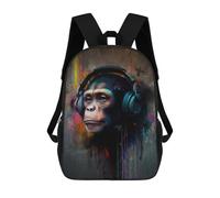 sinyumoney Banksy Monkey Headphones Sac À Dos Pour Enfants, Impression 3D, Sac D'école Pour Garçons Et Filles, Sac À Dos Tendance Et Décontracté Pour Écoliers 17inch
