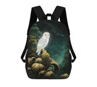 sinyumoney Barn Owl on Golden Leaves Sac À Dos Scolaire Enfant Tendance Et Décontracté, Sac À Dos Imprimé En 3D Pour Garçon, Grand Sac À Dos 17inch
