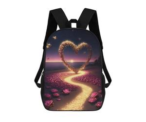 sinyumoney Beach Heart Path with Butterflies Sacs À Dos Scolaires Pour Garçons Et Filles, Sacs À Dos Décontractés Pour Le Sport, Sacs À Dos De Grande Capacité Pour L'école Primaire 17inch