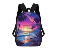 sinyumoney Beach Sunset Palm Trees -4 Sacs À Dos Imprimés En 3D Pour Enfants 17inch Sacs À Dos Tendance Et Décontractés Pour La Journée, Sacs De Voyage, Sacs À Dos D'extérieur Pour Garçons Et Filles