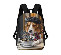 sinyumoney Beagle in Paris with Mussels Sacs À Dos Pour Enfants 17inch Sac À Dos Scolaire, Sac D'école Imprimé En 3D Pour Garçons, Élèves Du Primaire Et Du Collège