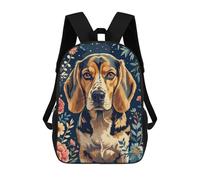 sinyumoney Beagle Portrait with Floral Background Sacs À Dos Scolaires Pour Garçons Et Filles, Sacs À Dos Décontractés Pour Le Sport, Sacs À Dos De Grande Capacité Pour L'école Primaire 17inch