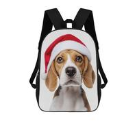 sinyumoney Beagle Puppy with Santa Hat Portrait Sac À Dos Scolaire Pour Enfants Imprimé En 3D, Idéal Pour Les Voyages Et Les Livres 17inch