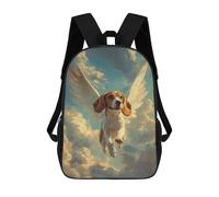 sinyumoney Beagle with Angel Wings In Memoriam Tribute Sac À Dos Scolaire Pour Adolescents, Imprimé En 3D, Ajustable, À Poches Tendance, Pour Enfants, Garçons, Filles, Étudiants Et Adolescents 17inch