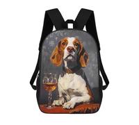 sinyumoney Beagle with Wine Glass Sacs À Dos Scolaires Pour Enfants, Sac D'école Imprimé En 3D Pour Garçons, Élèves Du Primaire Et Du Collège 17inch