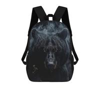 sinyumoney Bear in Black Smoke Sac À Dos Scolaire Pour Enfants 17 Pouces, Sac À Dos Décontracté Pour Les Voyages, Grand Sac À Dos De Jour Pour Garçons Et Filles 17inch