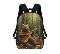 sinyumoney Bear Playing Guitar in Forest-2 Sac À Dos Imprimé 3D Pour Enfants, Sac À Dos Léger Pour Écoliers Et Écoliers, Sac À Goûter Pour La Crèche 17inch
