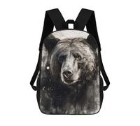 sinyumoney Bear Wild Beauty Black Ink Sac À Dos Enfant, Sac D'école, Sac À Dos Imprimé 3D Avec Motif De Dessin Animé, Grande Capacité, Pour Garçons Et Filles 17inch