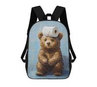 sinyumoney Bear with Toilet Paper on Head-1 Sac À Dos Scolaire Pour Enfants, 43 Cm (17 Pouces), Imprimé En 3D, Pour Garçons, Élèves Du Primaire Et Du Collège