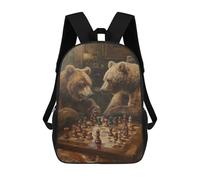 sinyumoney Bears Playing Chess Game Sacs À Dos Décontractés Pour Enfants, Sacs D'école Pour Adolescents, Filles Et Garçons, Sacs À Dos Pour Livres 17inch