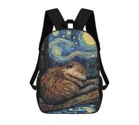 sinyumoney Beaver Sleeping Starry Night Sac À Dos Imprimé 3D Pour Enfants, Sac À Dos Léger Pour Écoliers Et Écoliers, Sac À Goûter Pour La Crèche 17inch