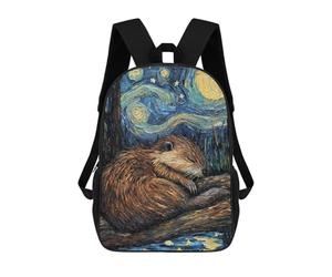 sinyumoney Beaver Sleeping Starry Night Sacs À Dos Imprimés En 3D Pour Enfants, Sacs D'école Tendance Pour Garçons, Sacs De Voyage, Sacs Scolaires Pour Élèves Du Primaire 17inch