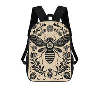 sinyumoney Bee And Floral Ornament Sac À Dos Scolaire Imperméable Pour Ordinateur Portable, Idéal Pour L'école, Le Travail Et Les Voyages 17inch