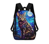 sinyumoney Bengal Cat Stained Blue Sac À Dos Scolaire Pour Enfants Imprimé En 3D, Idéal Pour Les Voyages Et Les Livres 17inch